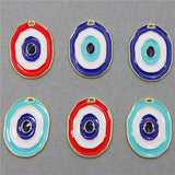 50pcs Alloy Enamel Evil Eye Earring Charms Necklace Pendant Lucky Jewelry