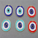 50pcs Alloy Enamel Evil Eye Earring Charms Necklace Pendant Lucky Jewelry
