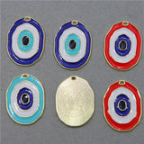 50pcs Alloy Enamel Evil Eye Earring Charms Necklace Pendant Lucky Jewelry