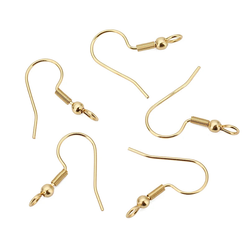50pcs Stainless Steel Earrings Hooks Clasp Wire Hypoallergenic for DIY Jewelry