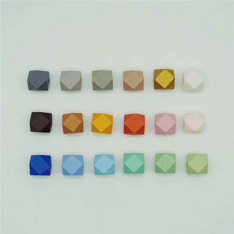 50pcs 20mm Mix Wooden Beads Octagonal Shape Jewelry Making DIY Necklace Earring