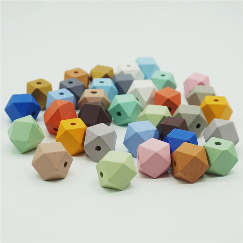 50pcs 20mm Mix Wooden Beads Octagonal Shape Jewelry Making DIY Necklace Earring