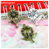 50pcs 20x27mm Antique Silver Sunflower Charms Pendant DIY Jewelry
