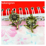 50pcs 20x27mm Antique Silver Sunflower Charms Pendant DIY Jewelry