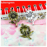 50pcs 20x27mm Antique Silver Sunflower Charms Pendant DIY Jewelry