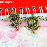50pcs 20x27mm Antique Silver Sunflower Charms Pendant DIY Jewelry