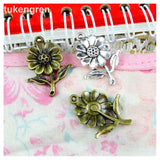 50pcs 20x27mm Antique Silver Sunflower Charms Pendant DIY Jewelry