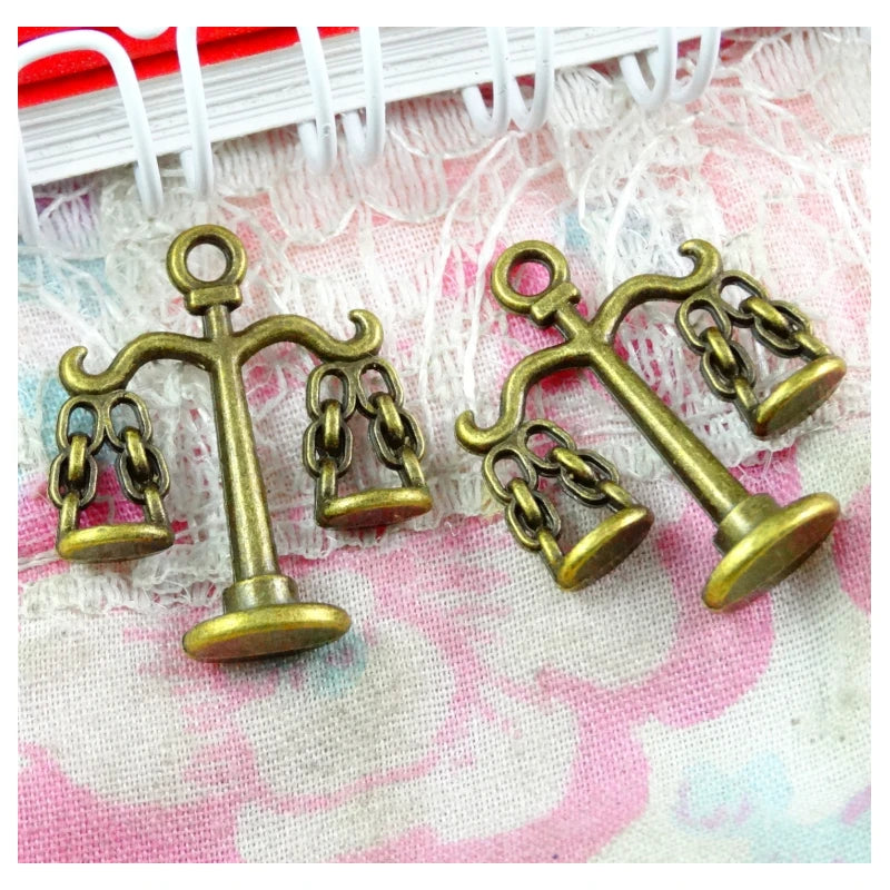 50pcs Antique Bronze Balance Pendant DIY Jewelry Findings