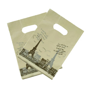 50pcs 25x35cm Tower Print Yellow Plastic Bags Snacks Jewelry Packaging Bags