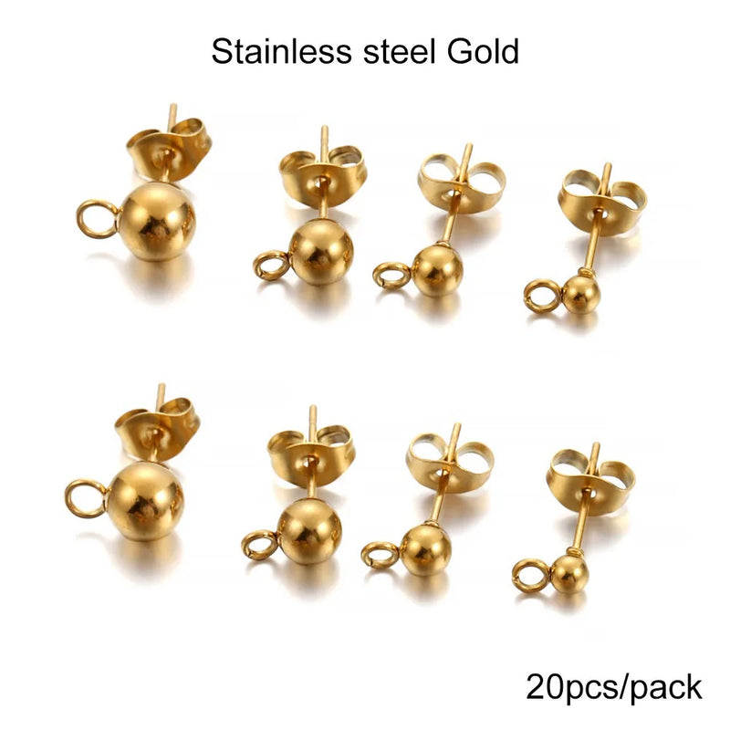 50pcs Rhodium Earrings Studs Bullet Back Stopper for Jewelry Making