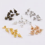 50pcs Rhodium Earrings Studs Bullet Back Stopper for Jewelry Making