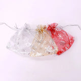 50pcs Organza Gift Bags 9x12cm With Cartoon Snow Star for Weddings Candy Jewelry