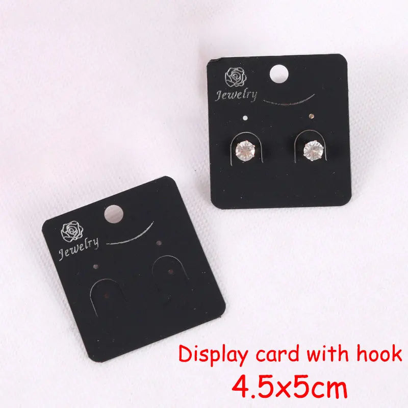 50pcs Earrings Display Cards 4x4.5cm PVC Hook Jewelry Packing Earring Stud Hangi