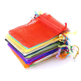 50pcs Colorful Organza Bags Drawstring Jewelry Pouches Wedding Gift Bags