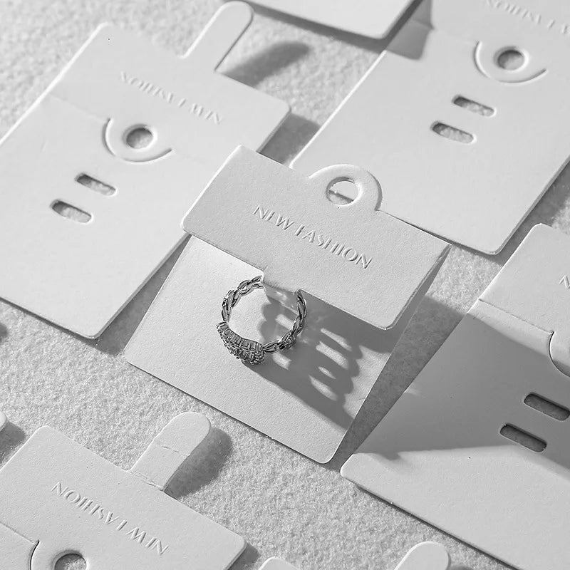 50pcs Blank Paper Label Cards for Jewelry Display DIY Finger Ring Retail D