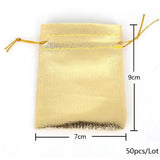 50pcs Gold/Silver Foil Organza Bag Wedding Party Favor Bags Christmas Gift Bags