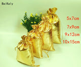 50pcs Gold/Silver Foil Organza Bag Wedding Party Favor Bags Christmas Gift Bags