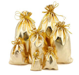 50pcs Golden/Silver Drawstring Organza Bag Wedding Gift Jewelry Packaging Bags