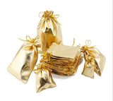 50pcs Golden/Silver Drawstring Organza Bag Wedding Gift Jewelry Packaging Bags
