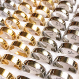 50pcs Stainless Steel Ring Mixed Arc and Flat 6MM Gold-Plated Silver