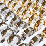 50pcs Stainless Steel Ring Mixed Arc and Flat 6MM Gold-Plated Silver