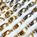 50pcs Stainless Steel Ring Mixed Arc and Flat 6MM Gold-Plated Silver