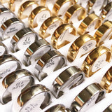 50pcs Stainless Steel Ring Mixed Arc and Flat 6MM Gold-Plated Silver