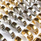 50pcs Stainless Steel Ring Mixed Arc and Flat 6MM Gold-Plated Silver