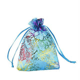 50pcs Organza Bag Coral Pattern Wedding Jewelry Gift Bags Pouches