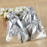 50pcs Adjustable Silver/Gold Drawstring Pouche Jewelry Packing Fabric Bag