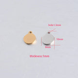 50pcs 8*10mm Stainless Steel Round Charm Jewelry Tag DIY Wholesale