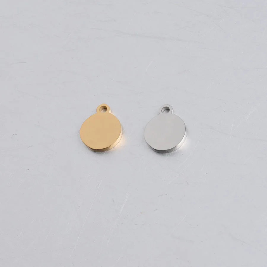 50pcs 8*10mm Stainless Steel Round Charm Jewelry Tag DIY Wholesale