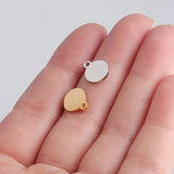 50pcs 8*10mm Stainless Steel Round Charm Jewelry Tag DIY Wholesale