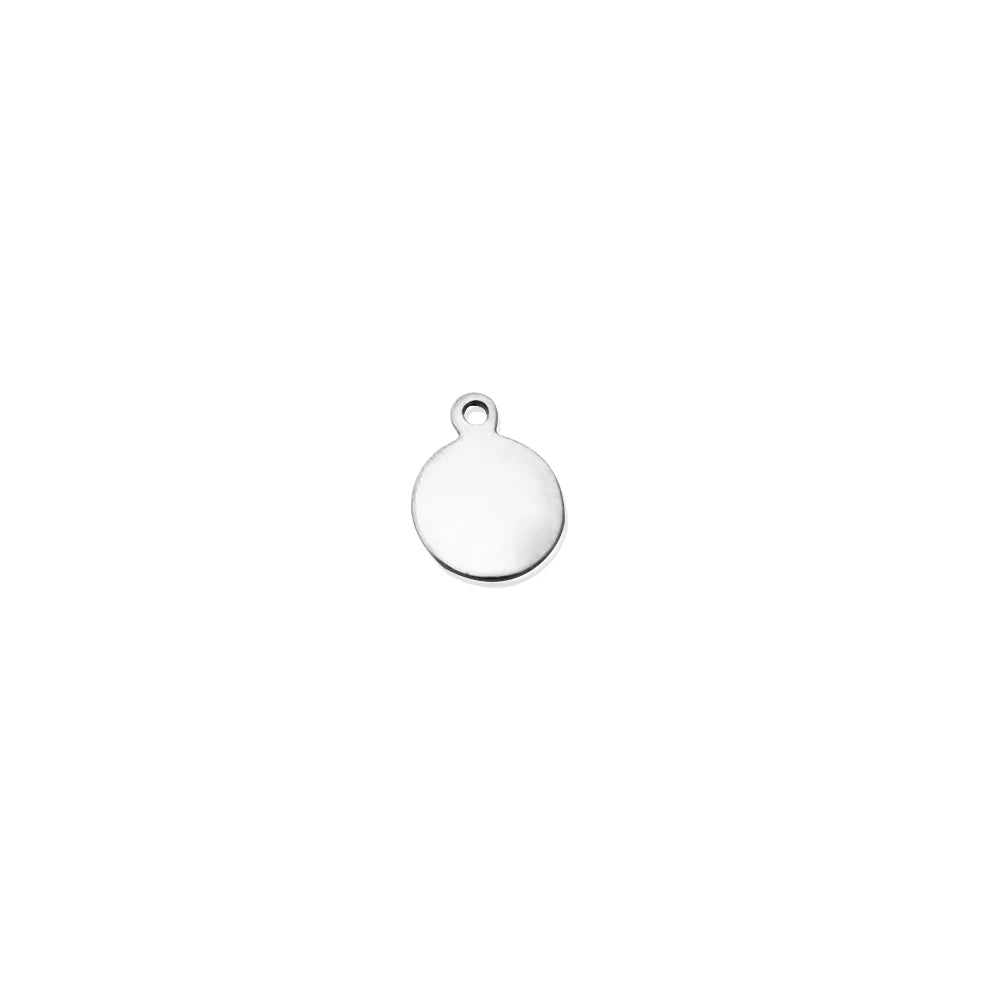 50pcs 8mm Stainless Steel Circle Charm - Mirror Polished Round Tag