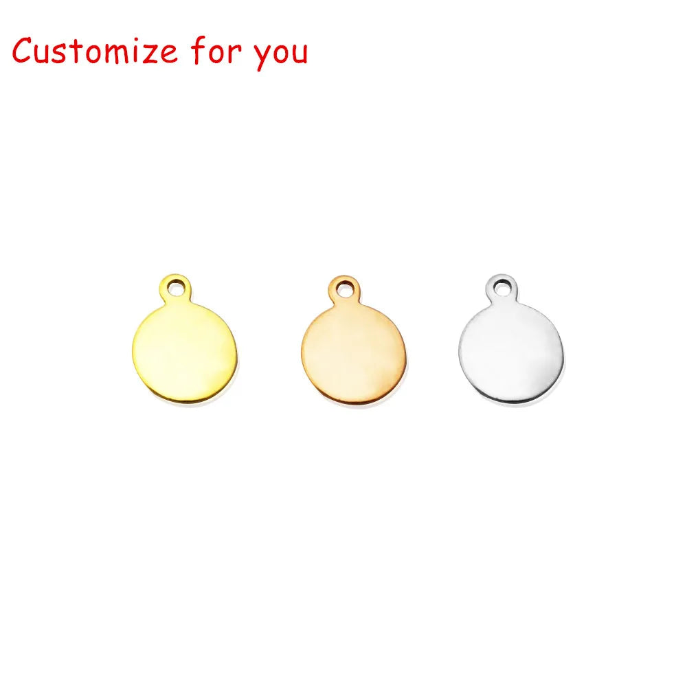 50pcs 8mm Stainless Steel Circle Charm - Mirror Polished Round Tag