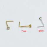 50pcs 925 Silver Clear Crystal L Shape Nose Studs Pin Nez Piercing
