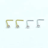 50pcs 925 Silver Clear Crystal L Shape Nose Studs Pin Nez Piercing