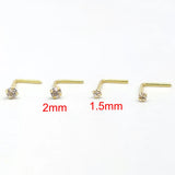 50pcs 925 Silver Clear Crystal L Shape Nose Studs Pin Nez Piercing