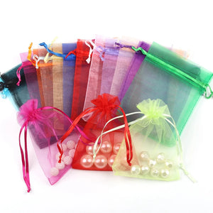 50pcs/lot 9x12cm Organza Bag Christmas Wedding Candy Bags Gift Pouches