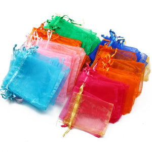 50pcs Adjustable Organza Bags Drawstring Jewelry Packaging Favors Cake Pouches