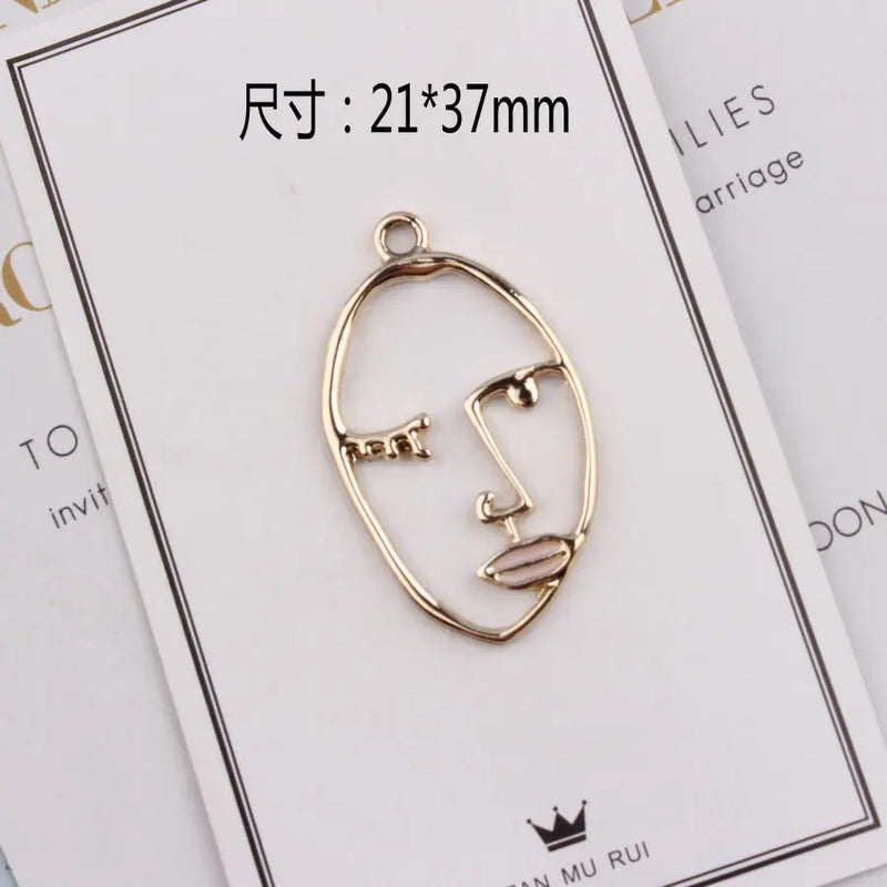 50pcs Alloy Women Face Shape Pendant Charms Diy Jewelry Finding