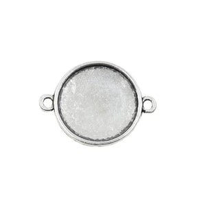 50pcs Tibetan Silver Double Ring Setting for 25mm Glass/Cabochon K03371