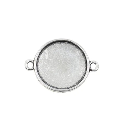 50pcs Tibetan Silver Double Ring Setting for 25mm Glass/Cabochon K03371