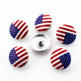 50pcs America Flag Snap Buttons 18mm Ginger Snap Bracelet DIY Jewelry Charms
