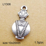 50pcs Antique Silver Perfume Bottle Charm 10x20mm DIY Jewelry Making