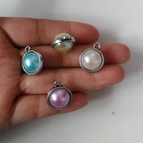 50pcs Assort 12 Colors Antique Silver Pearl Charms Necklace Pendant