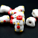 50pcs Chicken Ceramic Beads 20x11mm Porcelain Loose Spacer Beads