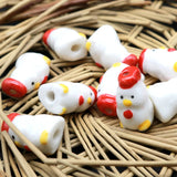 50pcs Chicken Ceramic Beads 20x11mm Porcelain Loose Spacer Beads