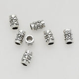 50pcs Classic Flower Pattern Tube Beads 7x4.5mm Alloy Spacers DIY Jewelry