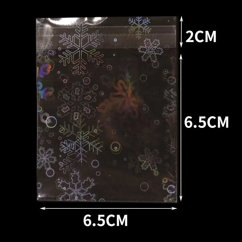 50pcs Holographic Snowflake Flash Self-adhesive OPP Bags